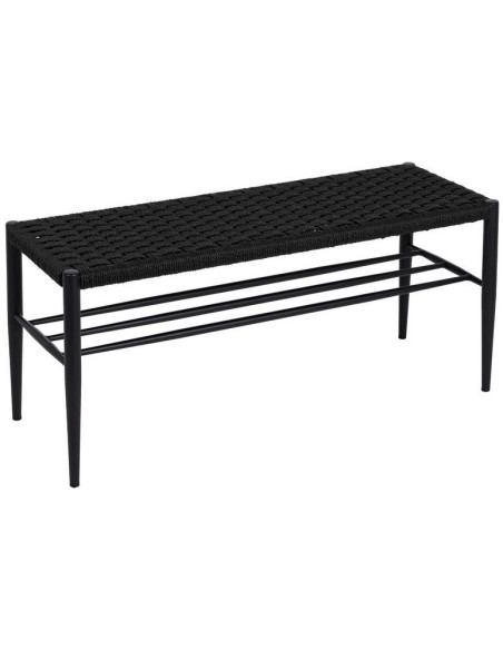 Banc d’entrée noir corde tressée métal 100 cm Xove Ixia - 1