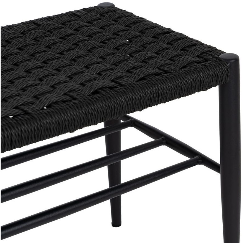 Banc d’entrée noir corde tressée métal 100 cm Xove Ixia - 4
