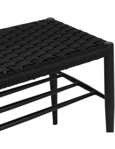 Banc d’entrée noir corde tressée métal 100 cm Xove Ixia - 4