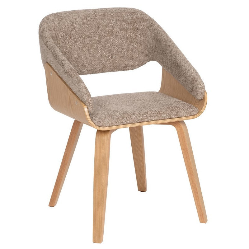 Fauteuil de table architecte Tissu Beige Bois de hêtre Naturel Calvio - 1