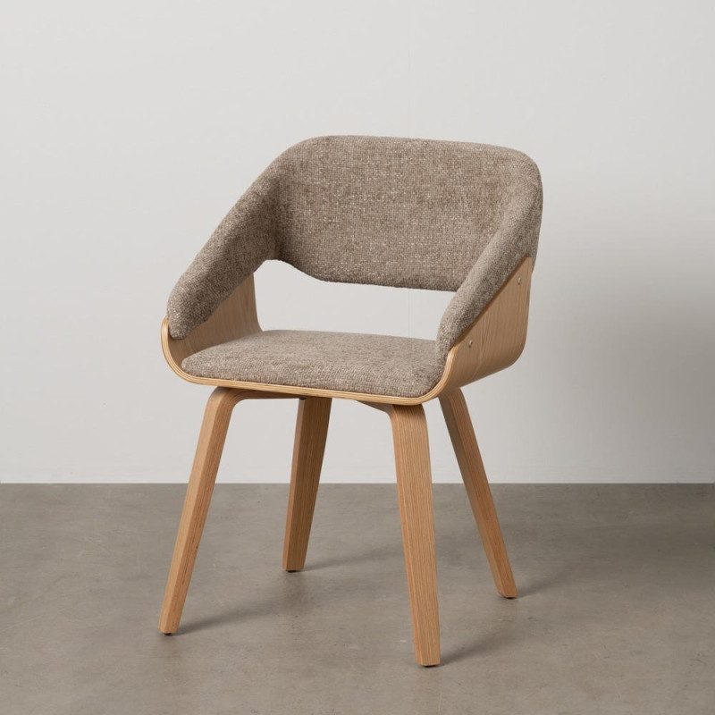 Fauteuil de table architecte Tissu Beige Bois de hêtre Naturel Calvio - 12