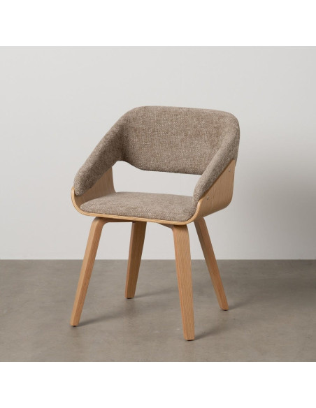 Fauteuil de table architecte Tissu Beige Bois de hêtre Naturel Calvio - 12