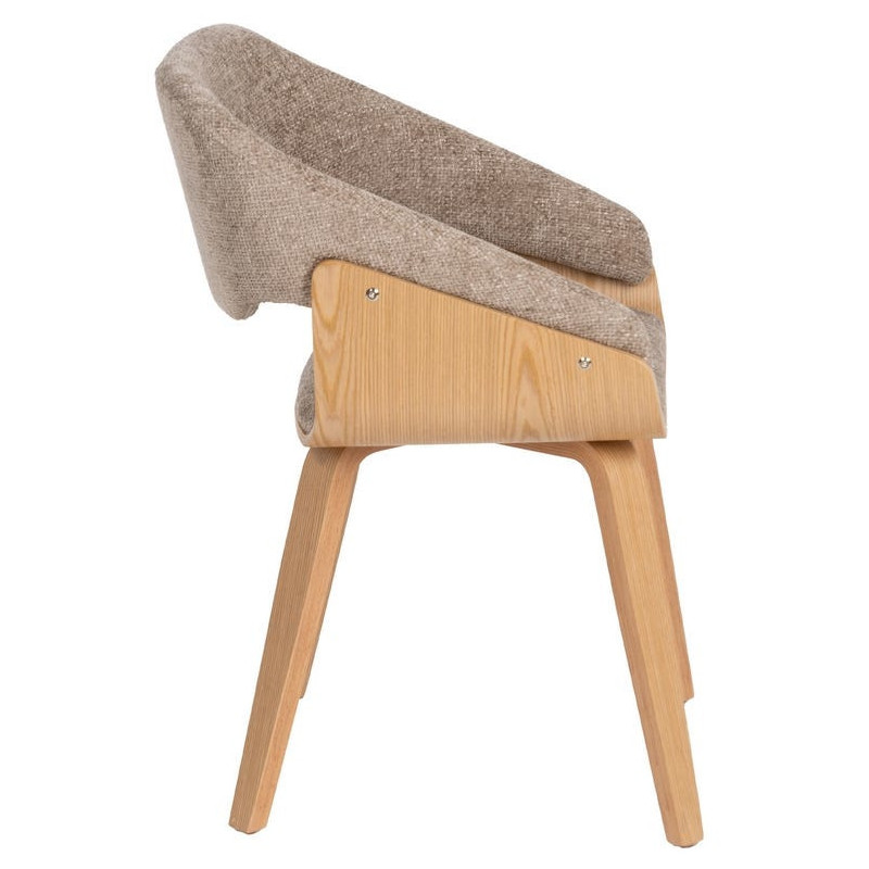 Fauteuil de table architecte Tissu Beige Bois de hêtre Naturel Calvio - 3