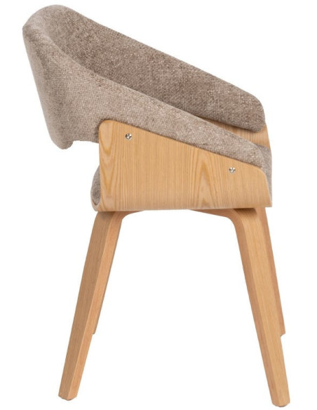 Fauteuil de table architecte Tissu Beige Bois de hêtre Naturel Calvio - 3