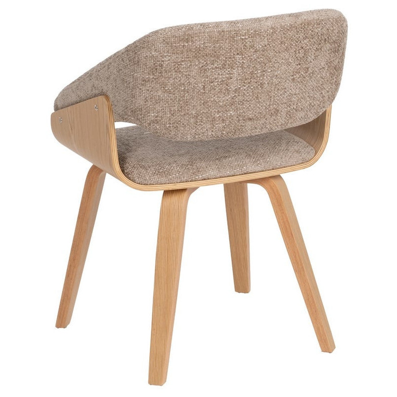 Fauteuil de table architecte Tissu Beige Bois de hêtre Naturel Calvio - 4