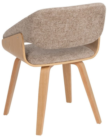 Fauteuil de table architecte Tissu Beige Bois de hêtre Naturel Calvio - 4