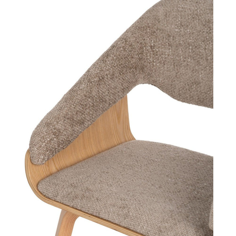 Fauteuil de table architecte Tissu Beige Bois de hêtre Naturel Calvio - 6