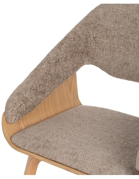 Fauteuil de table architecte Tissu Beige Bois de hêtre Naturel Calvio - 6