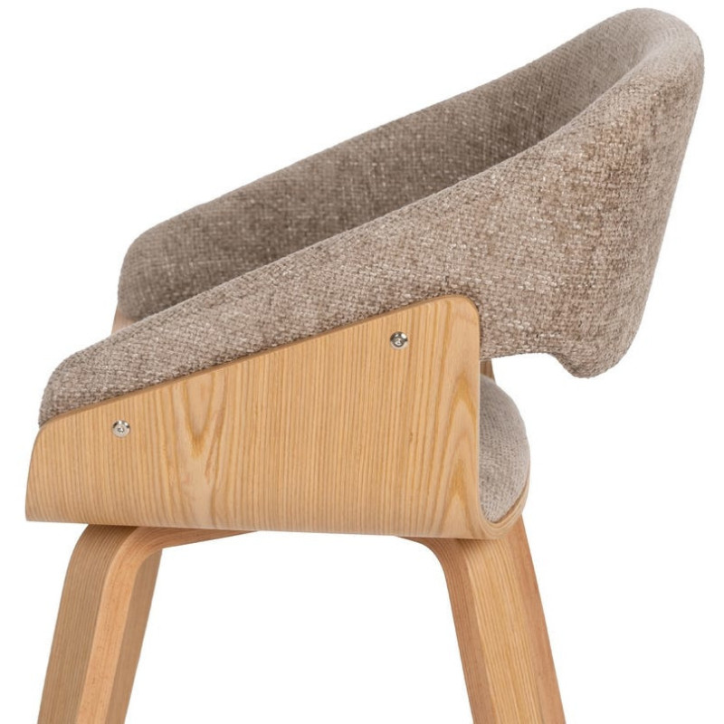 Fauteuil de table architecte Tissu Beige Bois de hêtre Naturel Calvio - 7