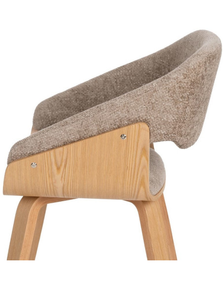 Fauteuil de table architecte Tissu Beige Bois de hêtre Naturel Calvio - 7