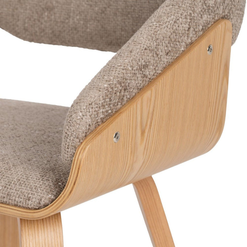 Fauteuil de table architecte Tissu Beige Bois de hêtre Naturel Calvio - 9
