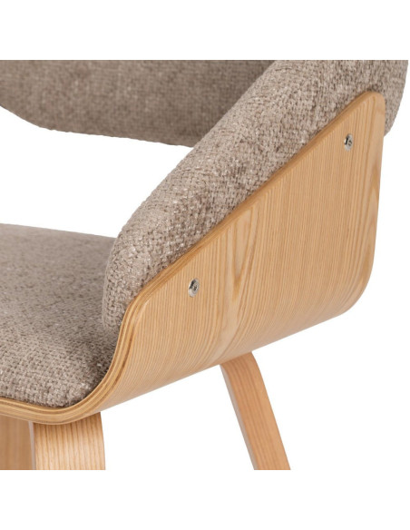 Fauteuil de table architecte Tissu Beige Bois de hêtre Naturel Calvio - 9