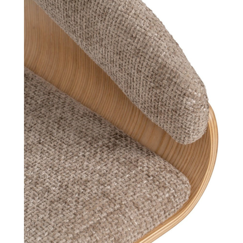 Fauteuil de table architecte Tissu Beige Bois de hêtre Naturel Calvio - 10