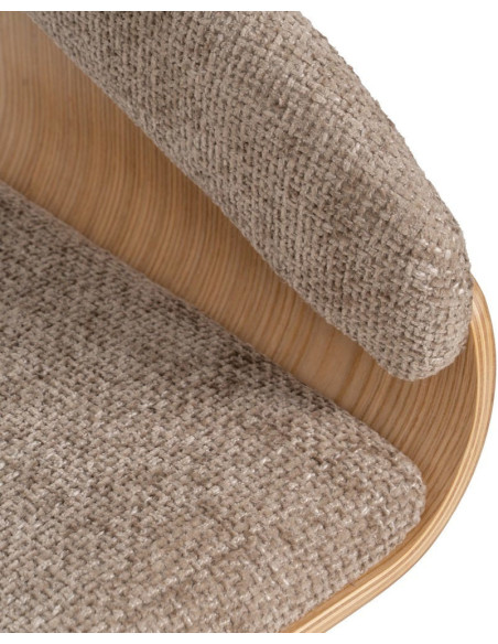 Fauteuil de table architecte Tissu Beige Bois de hêtre Naturel Calvio - 10