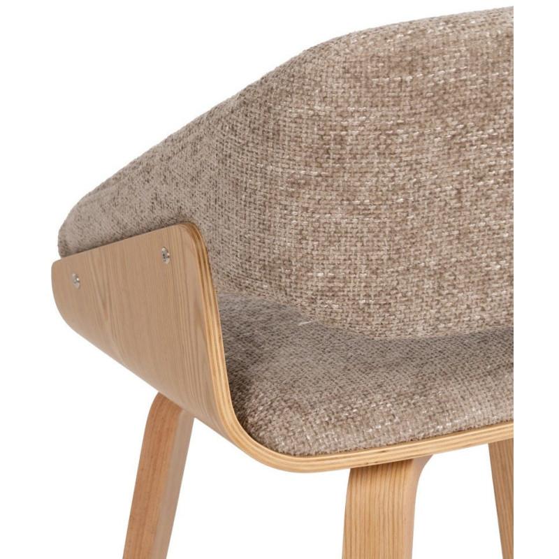 Fauteuil de table architecte Tissu Beige Bois de hêtre Naturel Calvio - 11