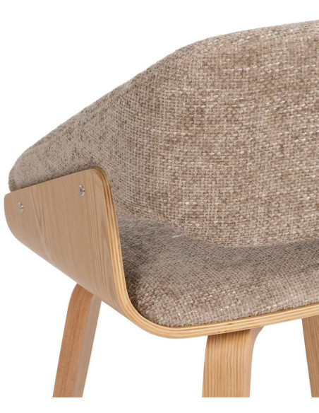 Fauteuil de table architecte Tissu Beige Bois de hêtre Naturel Calvio - 11