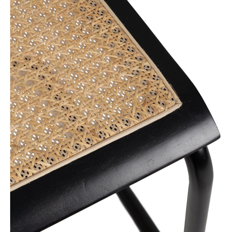 Fauteuil de table Style vintage Bauhaus Rotin Naturel Cannage Métal Noir Bois d'hévéa Orvian (Lot de 2) - 5