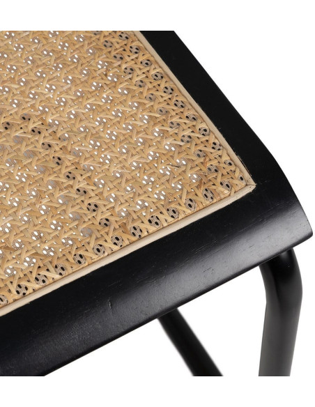 Fauteuil de table Style vintage Bauhaus Rotin Naturel Cannage Métal Noir Bois d'hévéa Orvian (Lot de 2) - 5