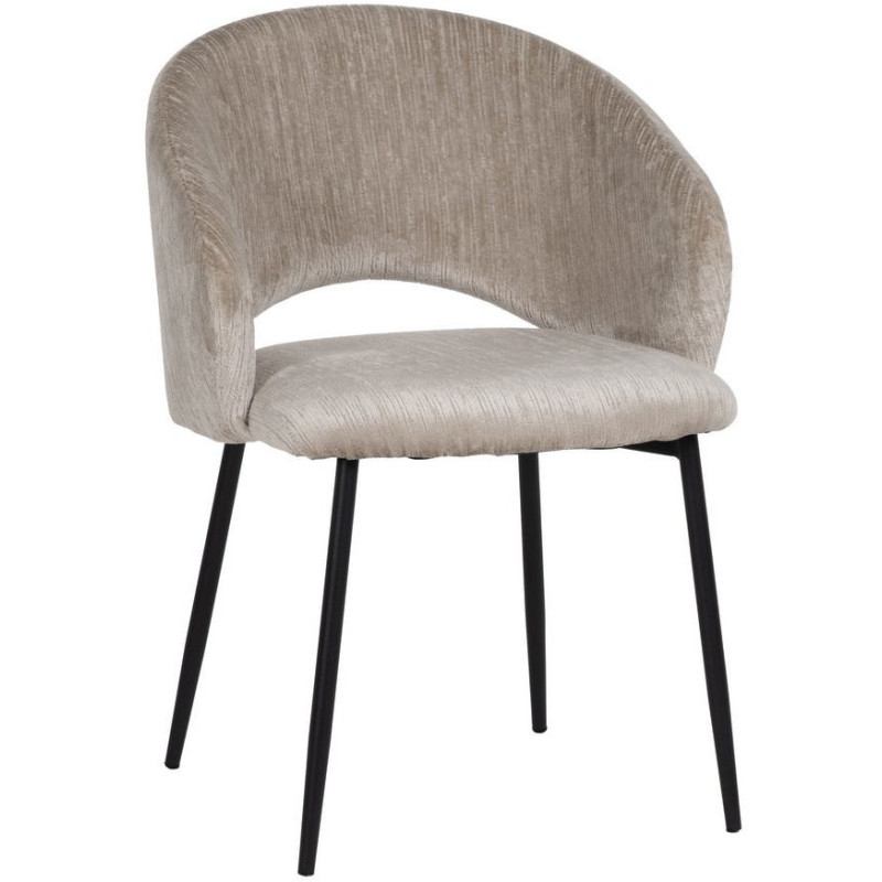 Fauteuil de table rétro chic en Velours Gris glacé Côtelé Métal Noir Carden (Lot de 2) - 1