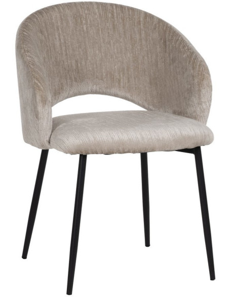Fauteuil de table rétro chic en Velours Gris glacé Côtelé Métal Noir Carden (Lot de 2) - 1