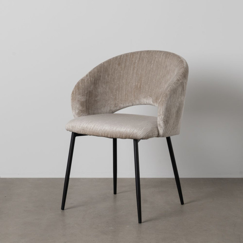 Fauteuil de table rétro chic en Velours Gris glacé Côtelé Métal Noir Carden (Lot de 2) - 11