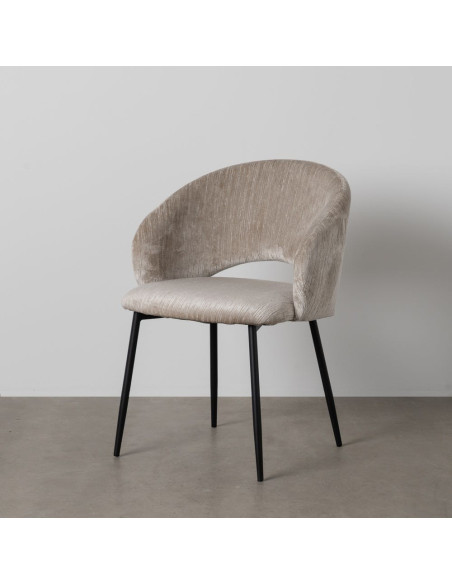 Fauteuil de table rétro chic en Velours Gris glacé Côtelé Métal Noir Carden (Lot de 2) - 11