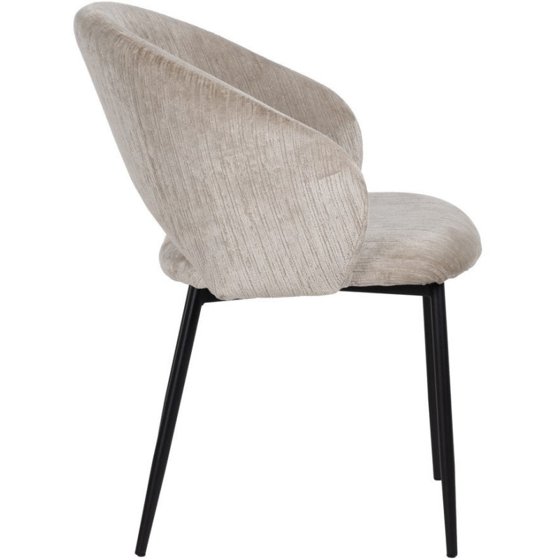 Fauteuil de table rétro chic en Velours Gris glacé Côtelé Métal Noir Carden (Lot de 2) - 2