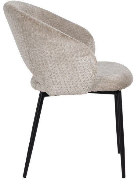 Fauteuil de table rétro chic en Velours Gris glacé Côtelé Métal Noir Carden (Lot de 2) - 2