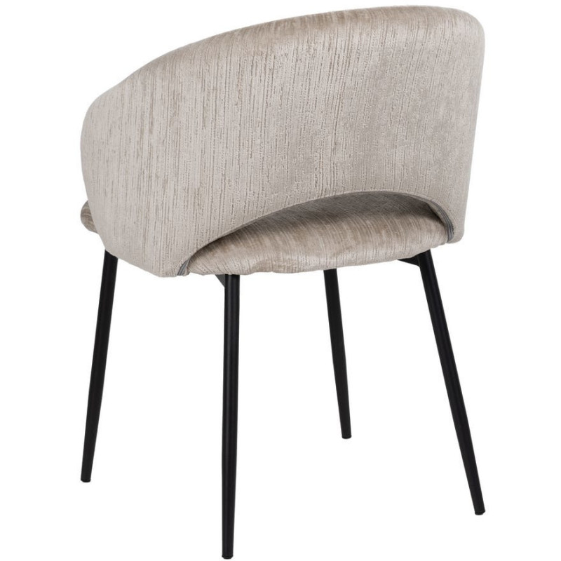 Fauteuil de table rétro chic en Velours Gris glacé Côtelé Métal Noir Carden (Lot de 2) - 3