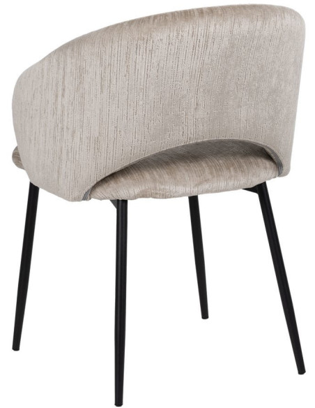 Fauteuil de table rétro chic en Velours Gris glacé Côtelé Métal Noir Carden (Lot de 2) - 3