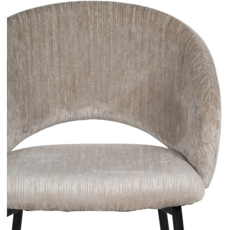 Fauteuil de table rétro chic en Velours Gris glacé Côtelé Métal Noir Carden (Lot de 2) - 4