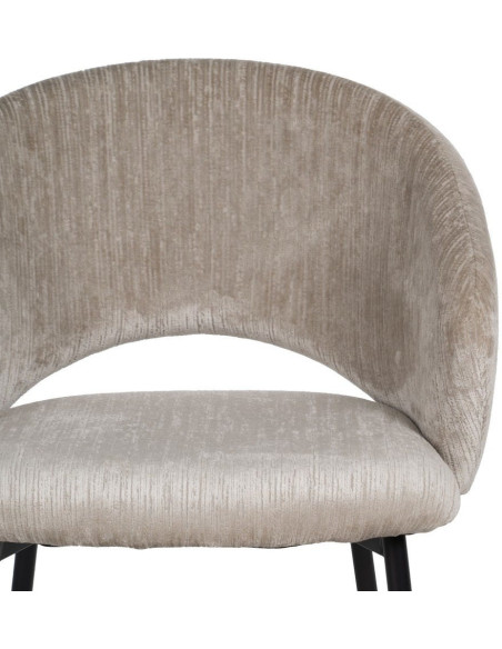 Fauteuil de table rétro chic en Velours Gris glacé Côtelé Métal Noir Carden (Lot de 2) - 4