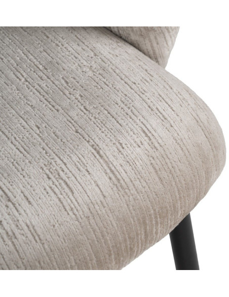 Fauteuil de table rétro chic en Velours Gris glacé Côtelé Métal Noir Carden (Lot de 2) - 7