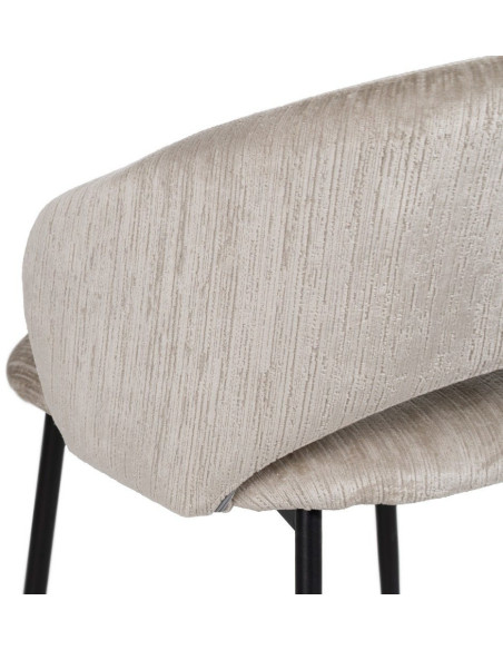 Fauteuil de table rétro chic en Velours Gris glacé Côtelé Métal Noir Carden (Lot de 2) - 8