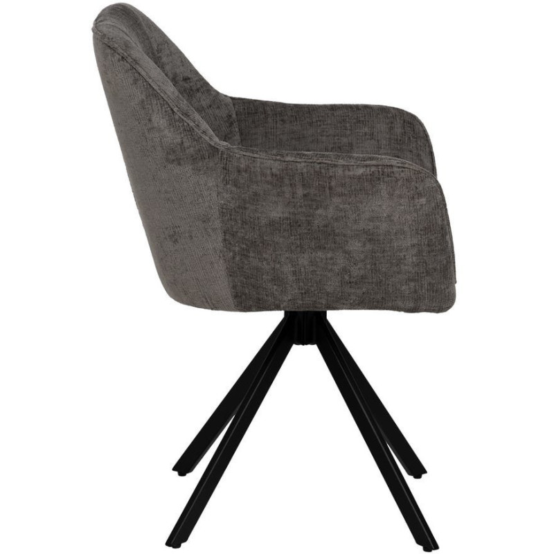 Fauteuil moderne chic en Velours Gris foncé Côtelé Métal Noir Solian (Lot de 2) - 2