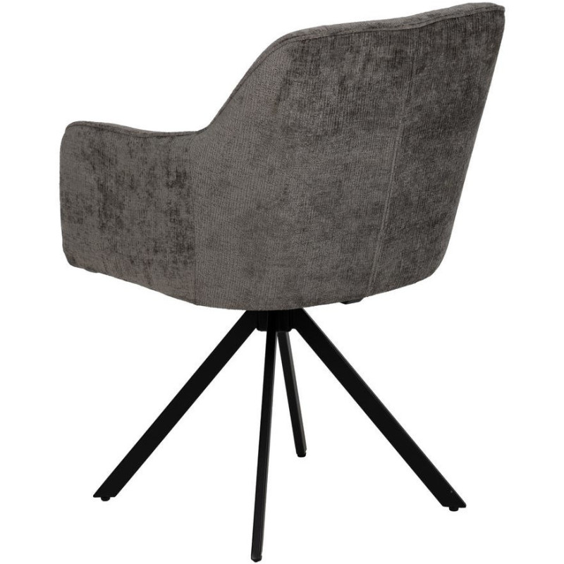 Fauteuil moderne chic en Velours Gris foncé Côtelé Métal Noir Solian (Lot de 2) - 3