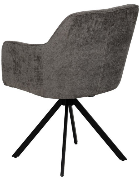 Fauteuil moderne chic en Velours Gris foncé Côtelé Métal Noir Solian (Lot de 2) - 3