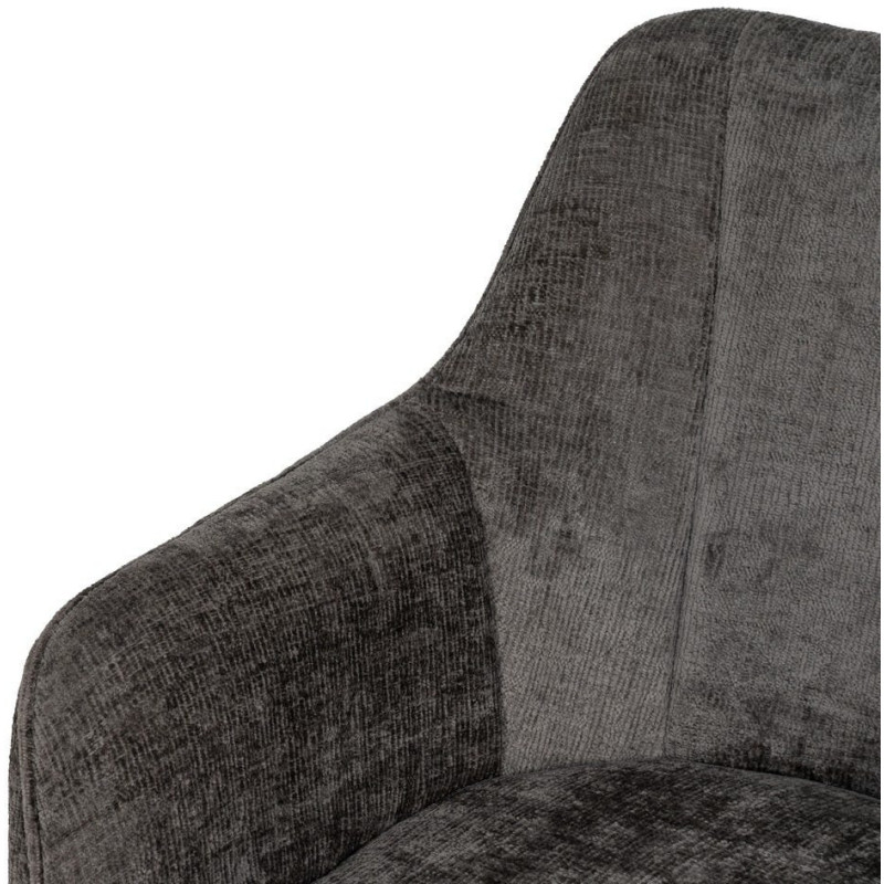 Fauteuil moderne chic en Velours Gris foncé Côtelé Métal Noir Solian (Lot de 2) - 4