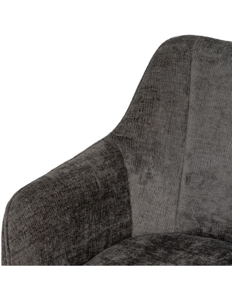 Fauteuil moderne chic en Velours Gris foncé Côtelé Métal Noir Solian (Lot de 2) - 4