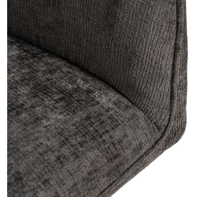 Fauteuil moderne chic en Velours Gris foncé Côtelé Métal Noir Solian (Lot de 2) - 6