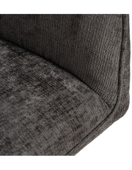 Fauteuil moderne chic en Velours Gris foncé Côtelé Métal Noir Solian (Lot de 2) - 6