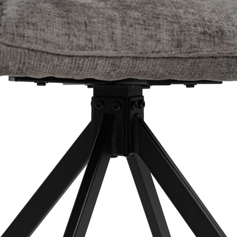 Fauteuil moderne chic en Velours Gris foncé Côtelé Métal Noir Solian (Lot de 2) - 7