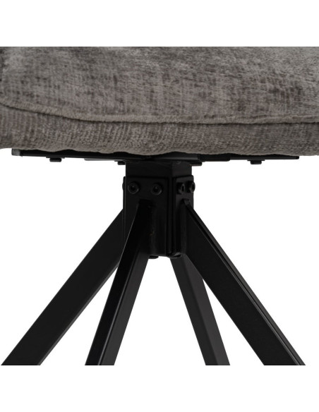 Fauteuil moderne chic en Velours Gris foncé Côtelé Métal Noir Solian (Lot de 2) - 7