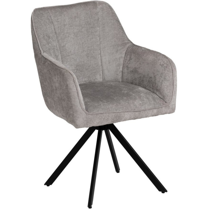 Fauteuil moderne chic en Velours Gris clair Côtelé Métal Noir Solian (Lot de 2) - 1