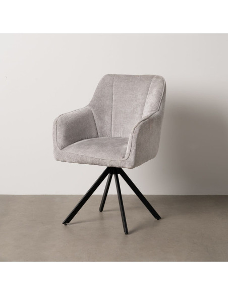 Fauteuil moderne chic en Velours Gris clair Côtelé Métal Noir Solian (Lot de 2) - 10