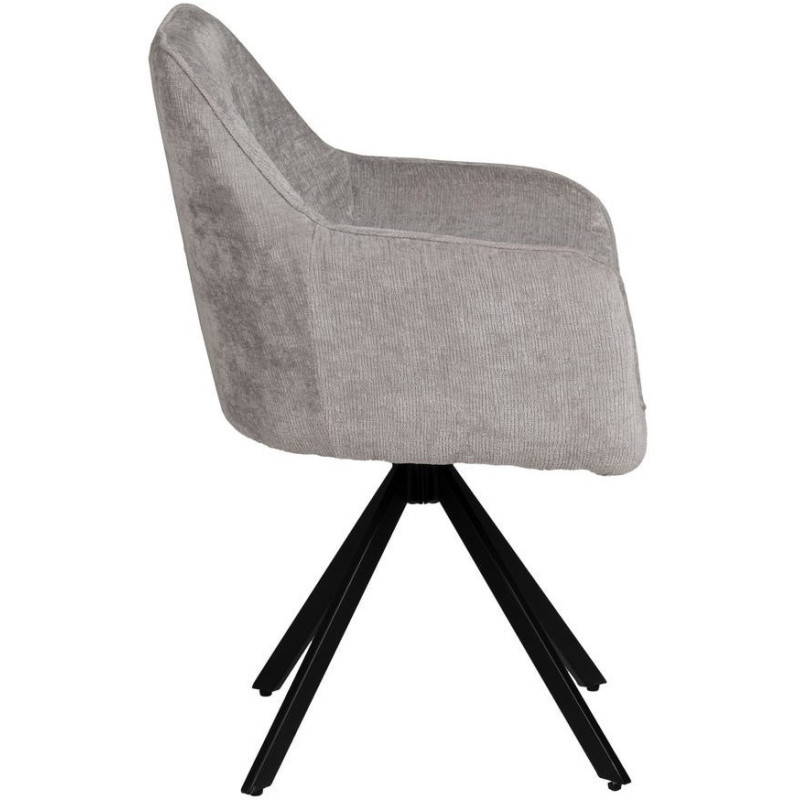 Fauteuil moderne chic en Velours Gris clair Côtelé Métal Noir Solian (Lot de 2) - 2