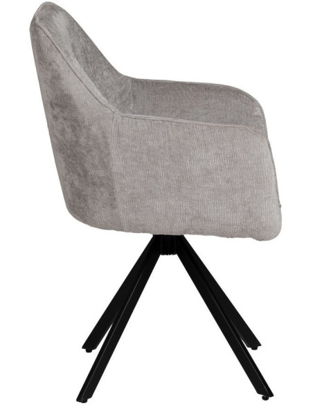 Fauteuil moderne chic en Velours Gris clair Côtelé Métal Noir Solian (Lot de 2) - 2