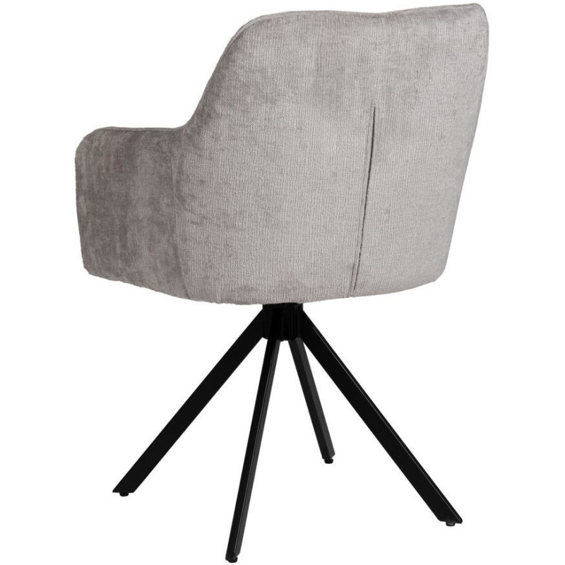 Fauteuil moderne chic en Velours Gris clair Côtelé Métal Noir Solian (Lot de 2) - 3