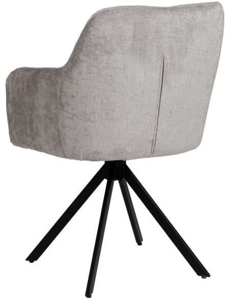 Fauteuil moderne chic en Velours Gris clair Côtelé Métal Noir Solian (Lot de 2) - 3