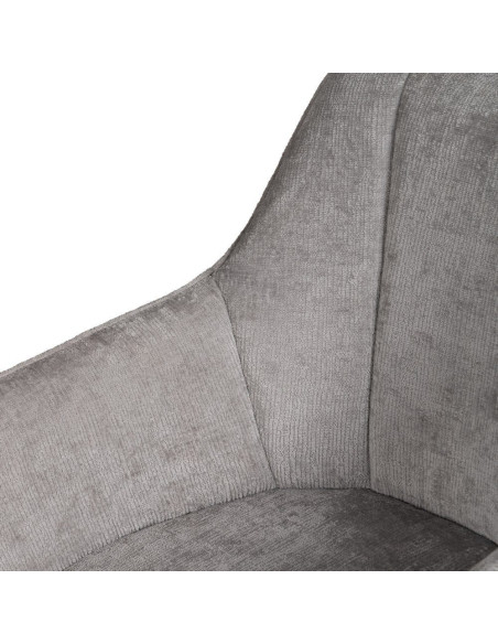 Fauteuil moderne chic en Velours Gris clair Côtelé Métal Noir Solian (Lot de 2) - 5